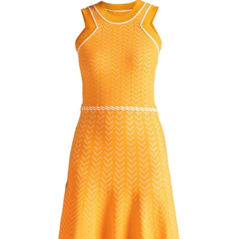 MARION TWO-TONE KNIT DRESS IN MANGO/OPT